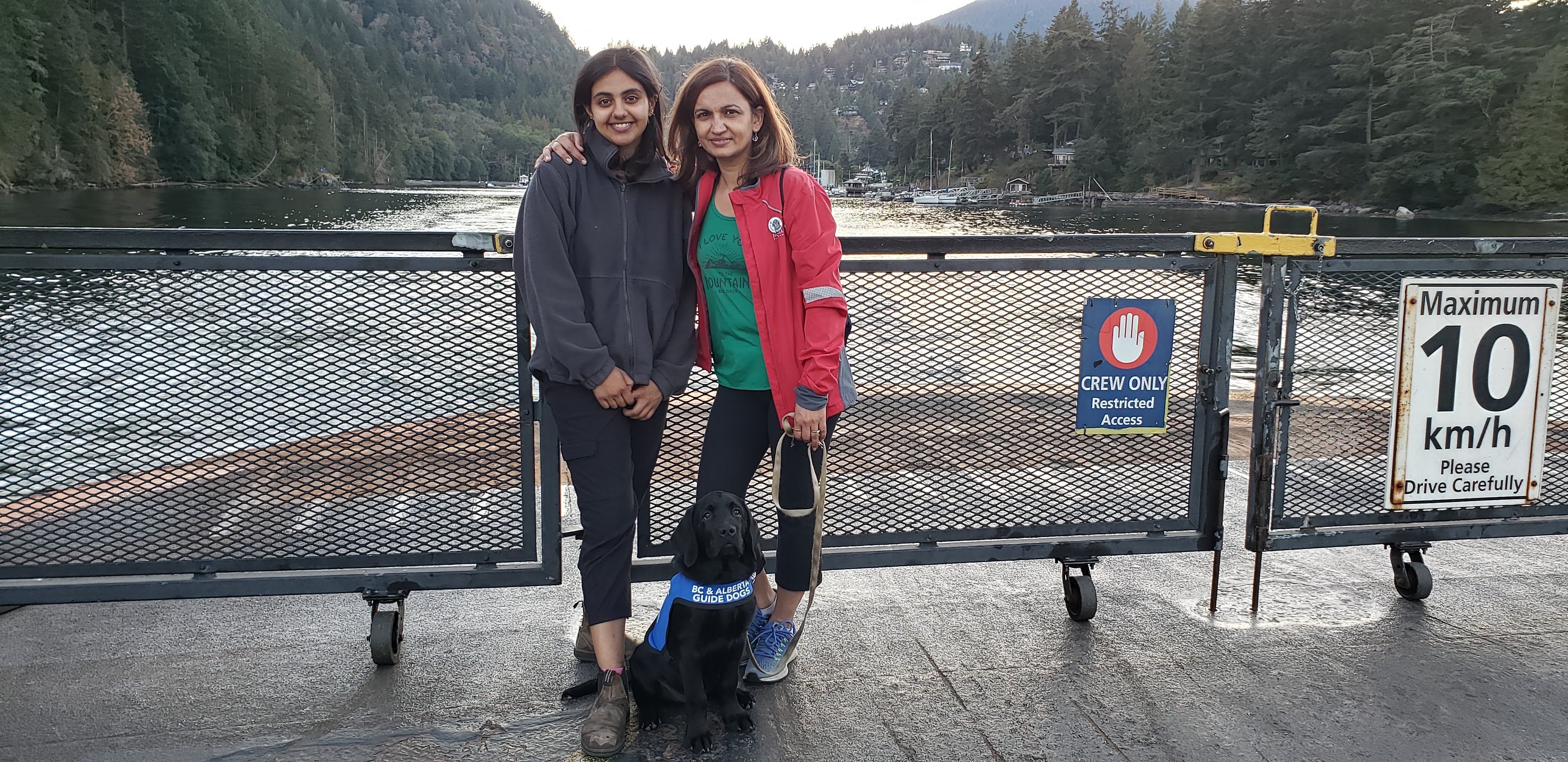 The mother-daughter duo, Jessie (on the right) and Sehaj (on the left) with Daniel on a ferry in B.C.