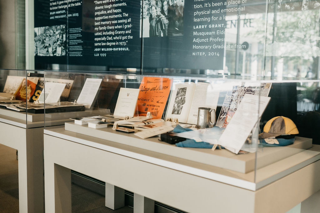 Print material and paraphernalia in display case