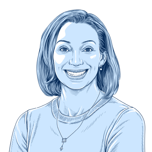 An illustration of Lisa Sundstrom in blue
