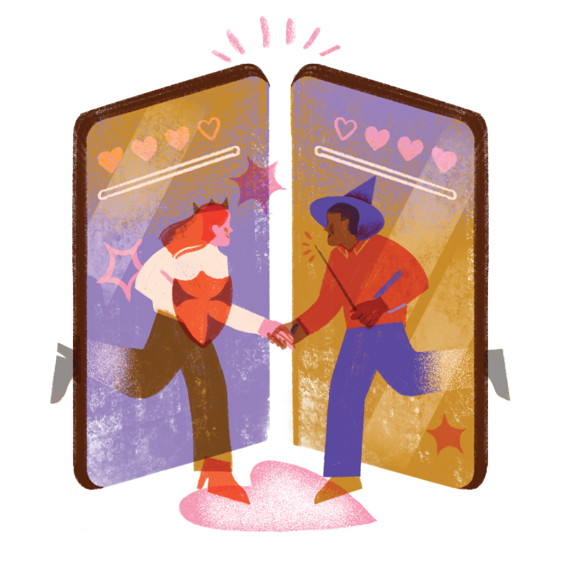 Illustration of people matching on a dating app