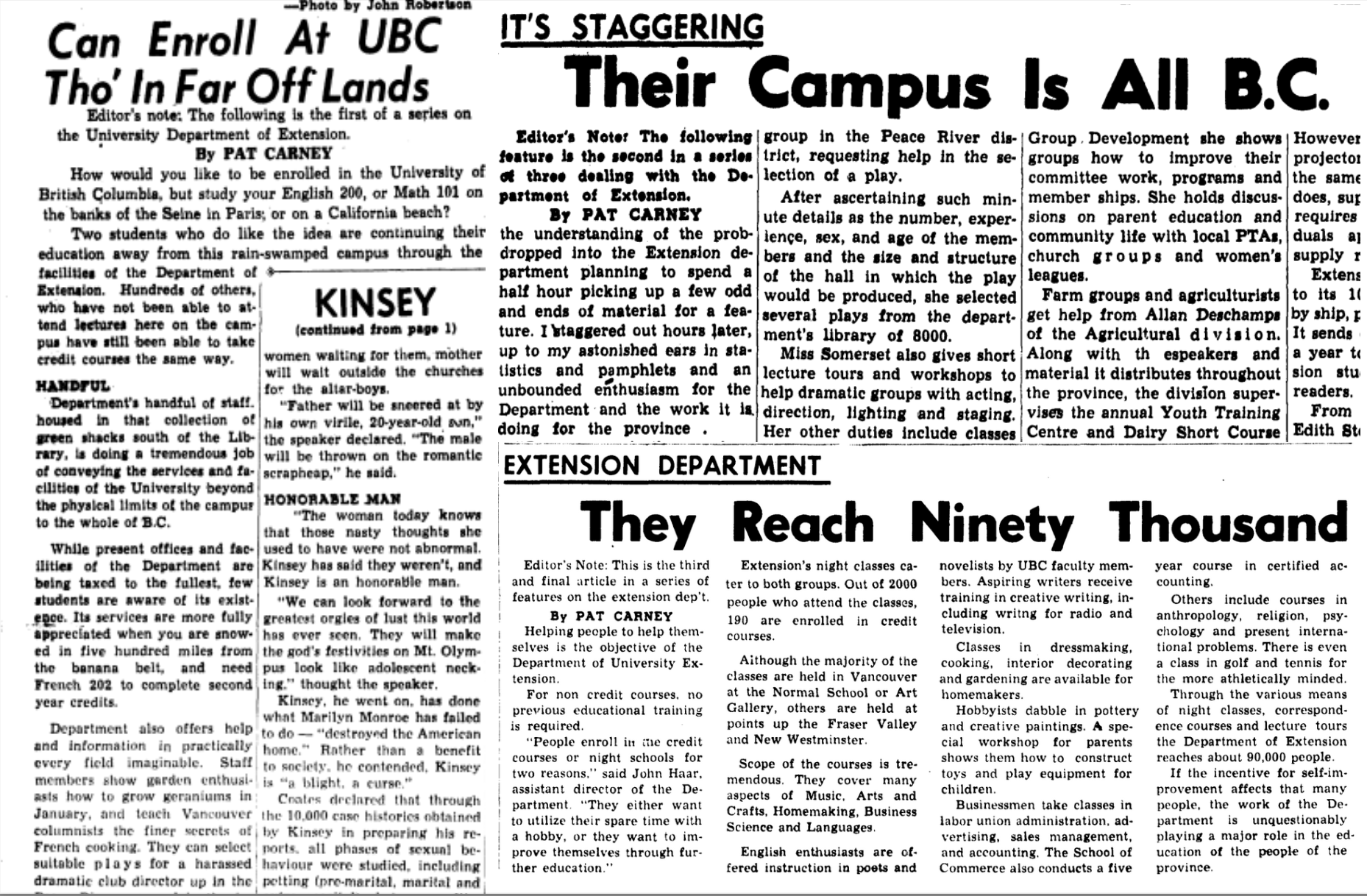 Three Ubyssey newspaper articles