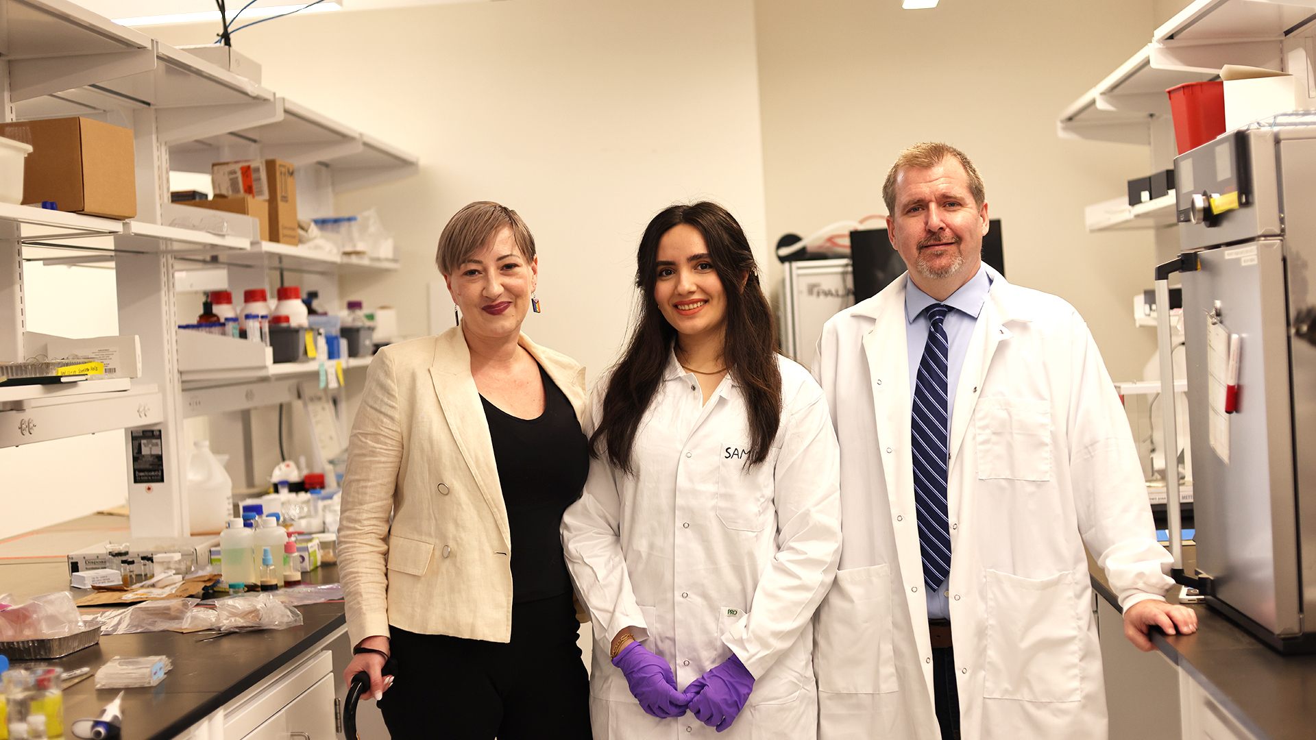 The Spikeless team, from left to right: Sasha Santos, Samin Yousefi, Dr. Johan Foster