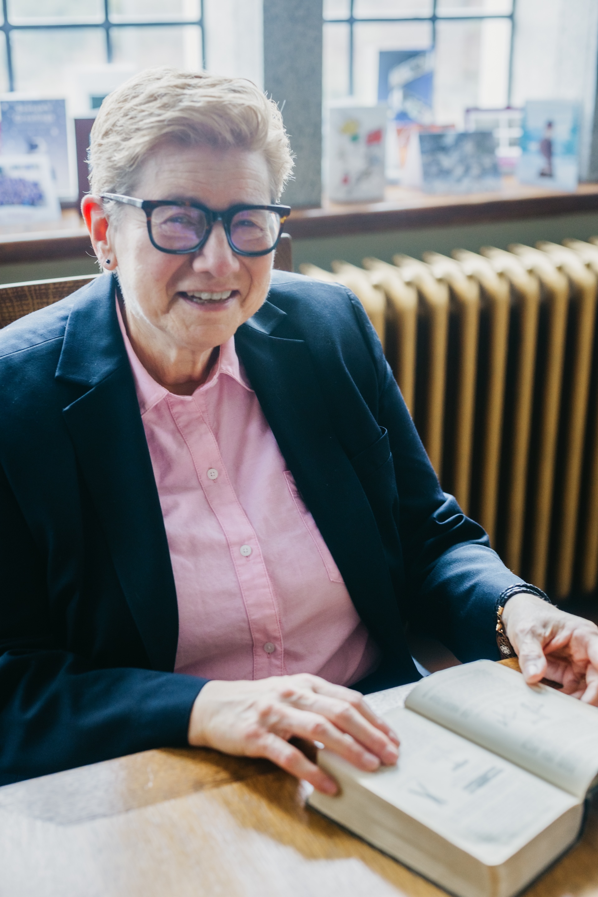 Librarian with book