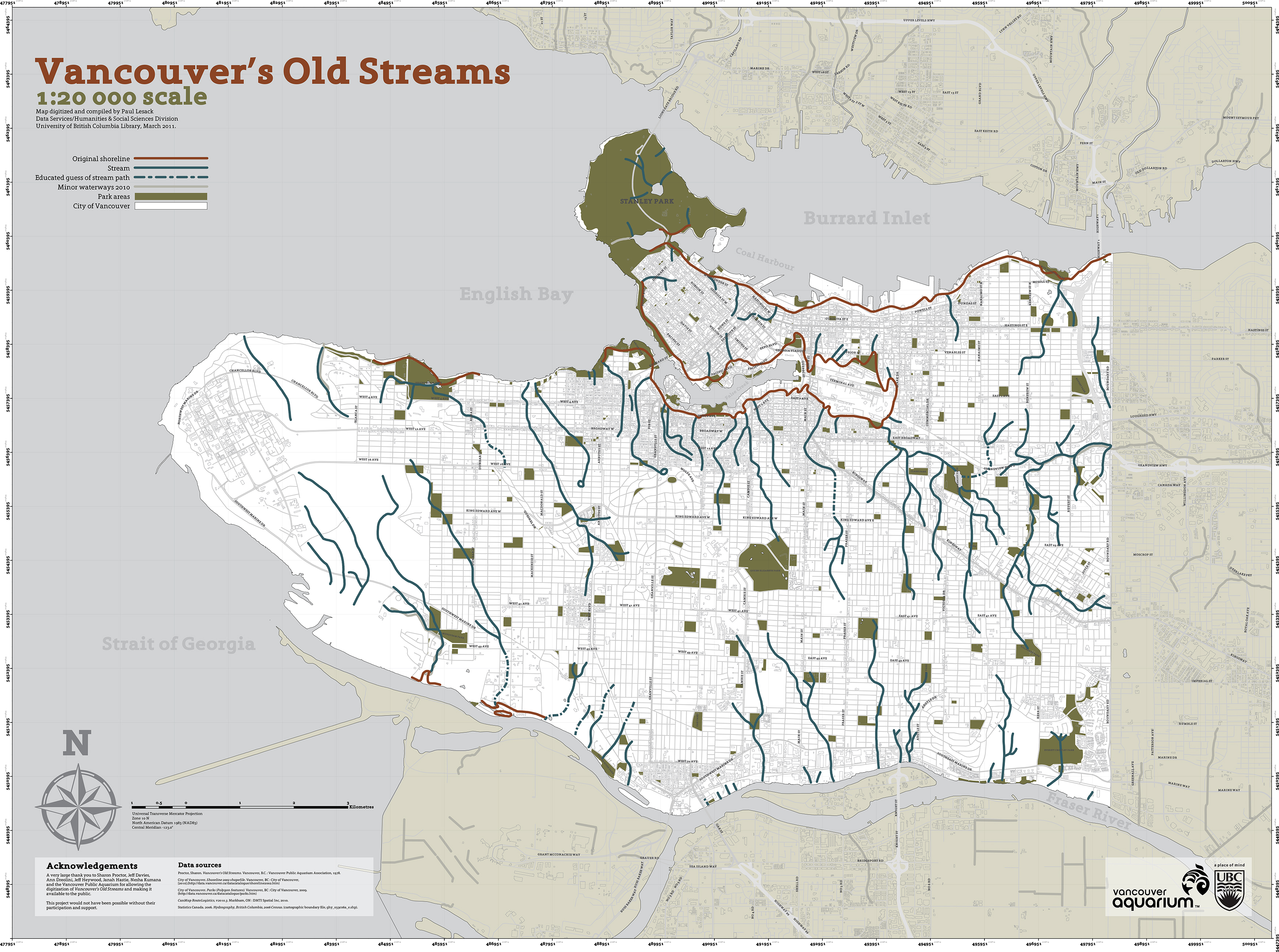 A map of Vancouver's old streams