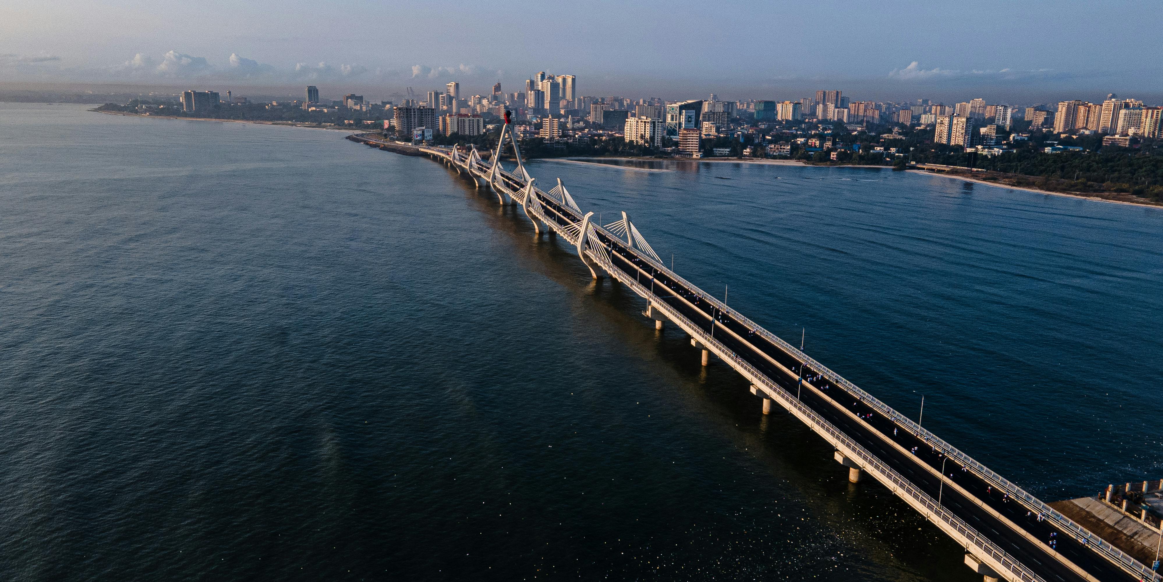 Wide angle shot of the Tanzanite bridge