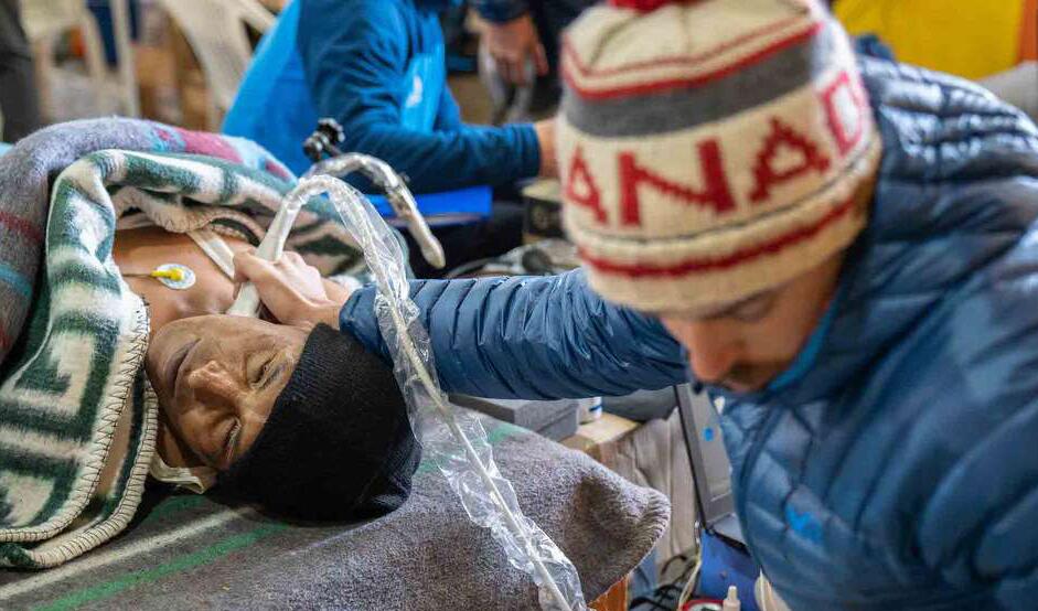 Some of the high-altitude research work the team conducted in La Rinconada, Peru. Photo courtesy of Axel Pittet.