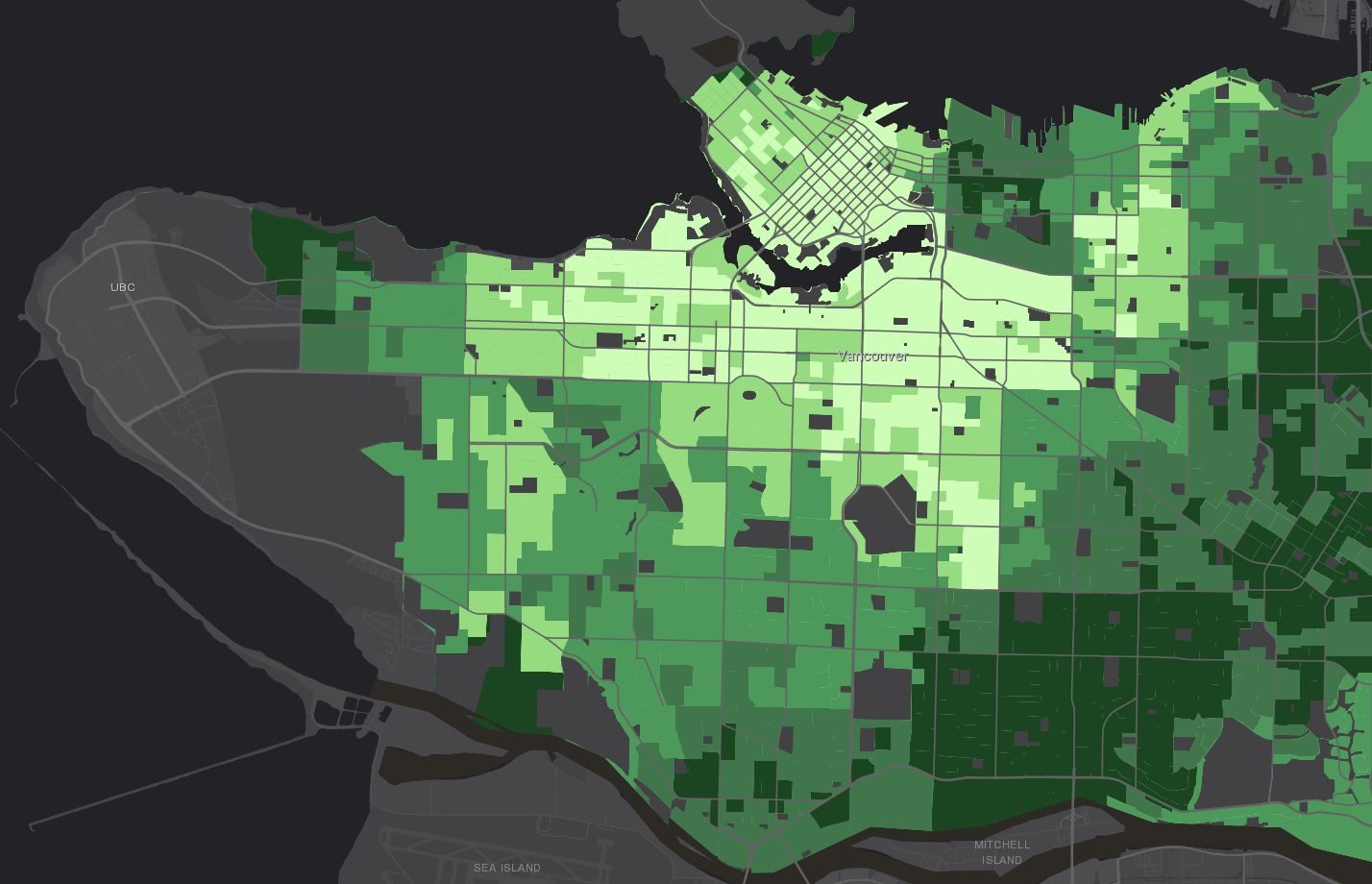 Climate Vulnerability Index map of Vancouver