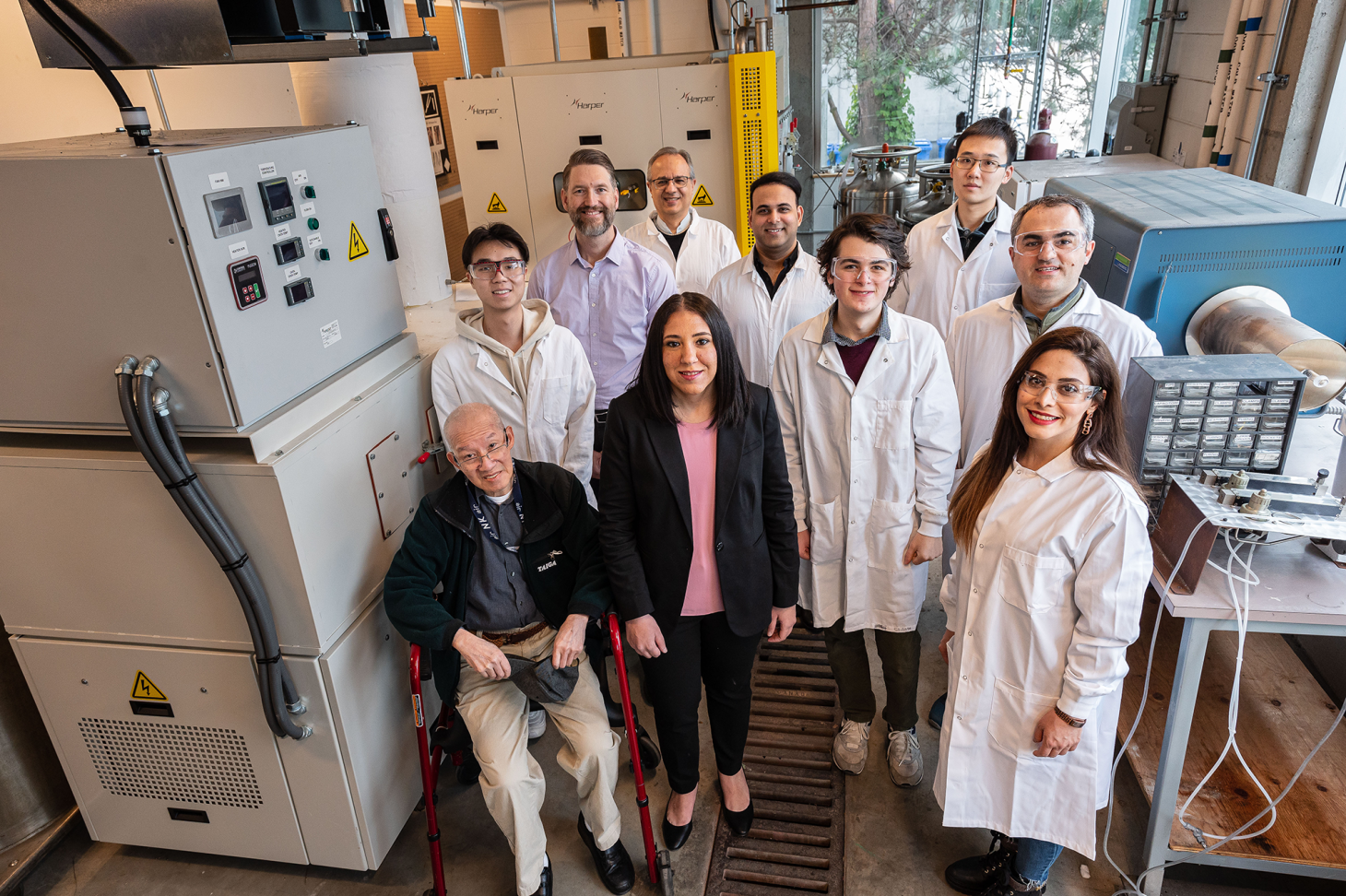 Dr. Yasmine Abdin with collaborators Dr. Frank Ko and Dr. Scott Renneckar and their research team. 