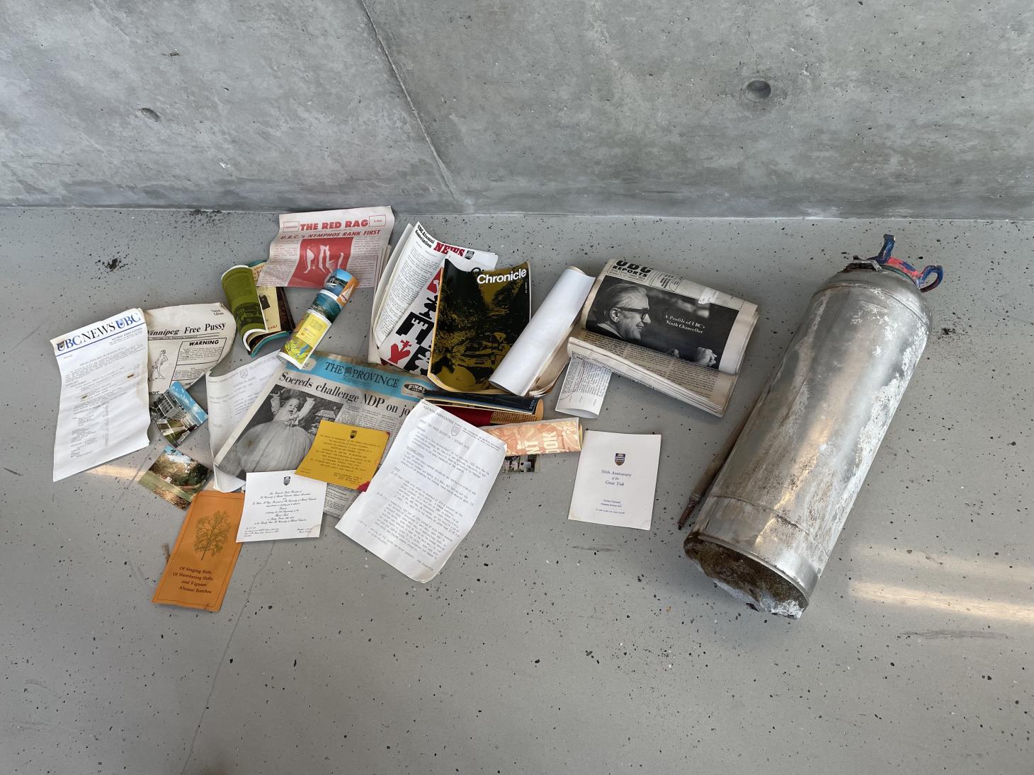 Papers and photos from the UBC Great Trek time capsule