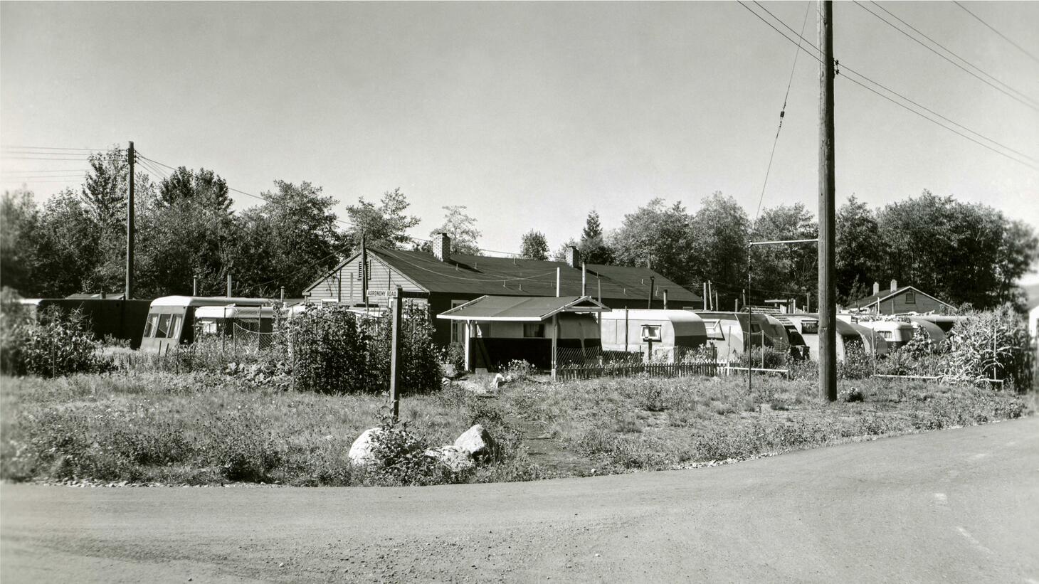 Black and white image of Wesbrook Camp