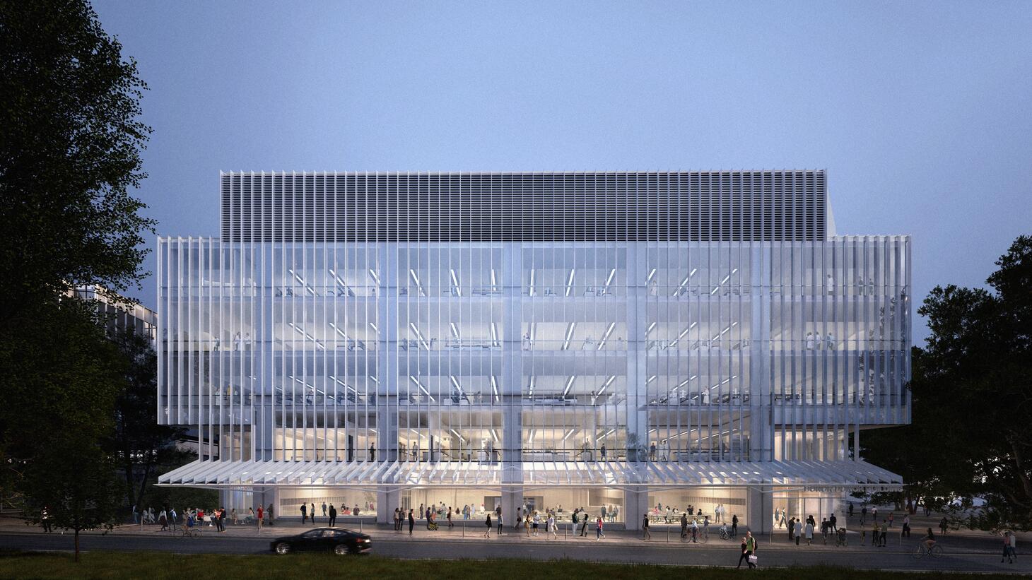 UBC School of Biomedical Engineering Building at night