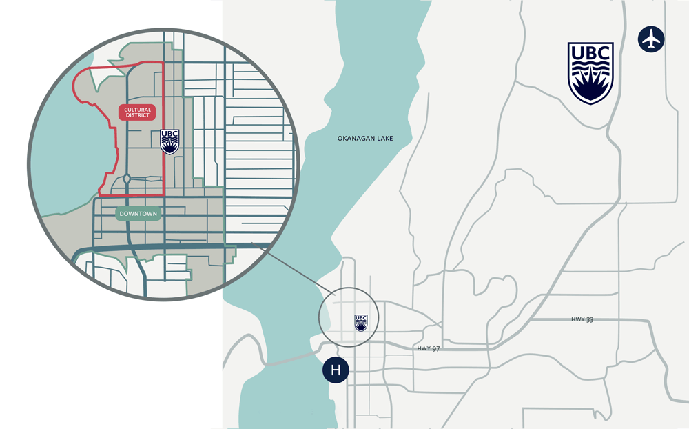 UBC’s Okanagan campus juxtaposed against the downtown presence.