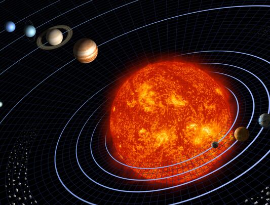 An illustrated diagram of the solar system
