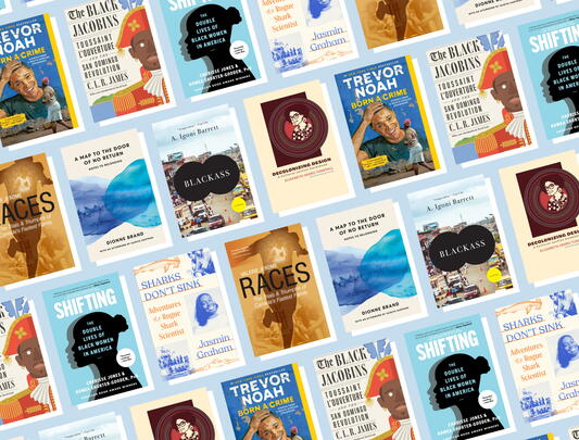 Composite image showing the covers of the books recommended by the eight scholars, in a repeating pattern