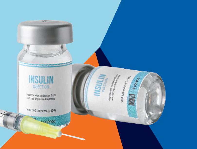 Photo of insulin against a blue background.