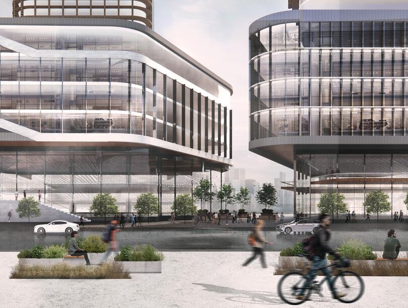 Illustration of what the UBC site at the intersection of King George Boulevard and Fraser Highway in Surrey could look like.