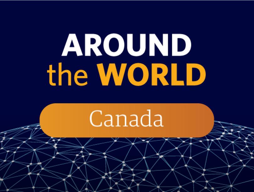 Orange graphic of Around the World Canada.