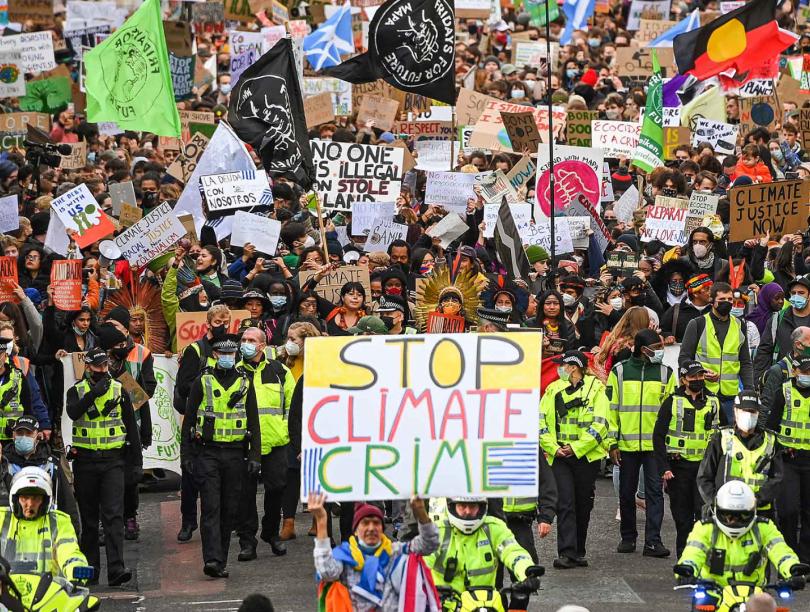 Fridays For Future march on November 05, 2021 in Glasgow, Scotland