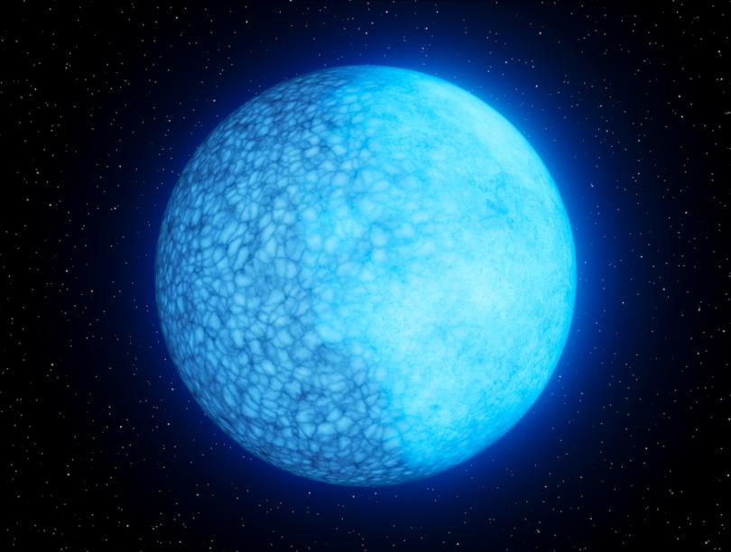 Blue star with dark and light sides