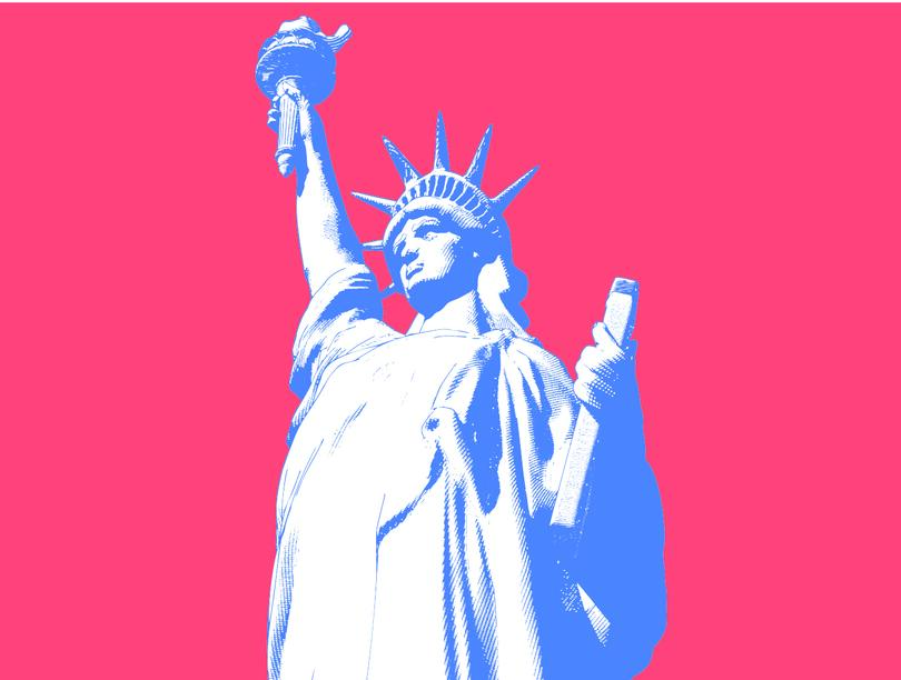 Pop art illustration of the Statue of Liberty