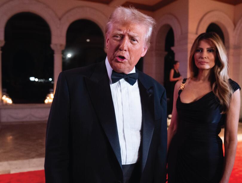 Donald and Melania Trump in a lobby