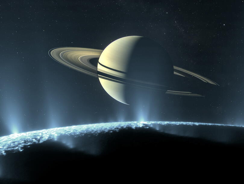 View of Saturn from one of its moons