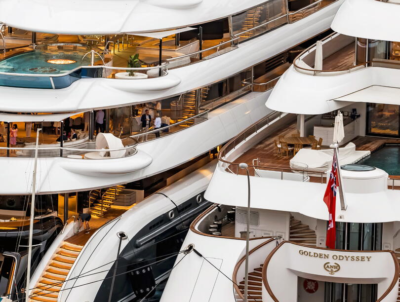 Two luxury yachts next to each other