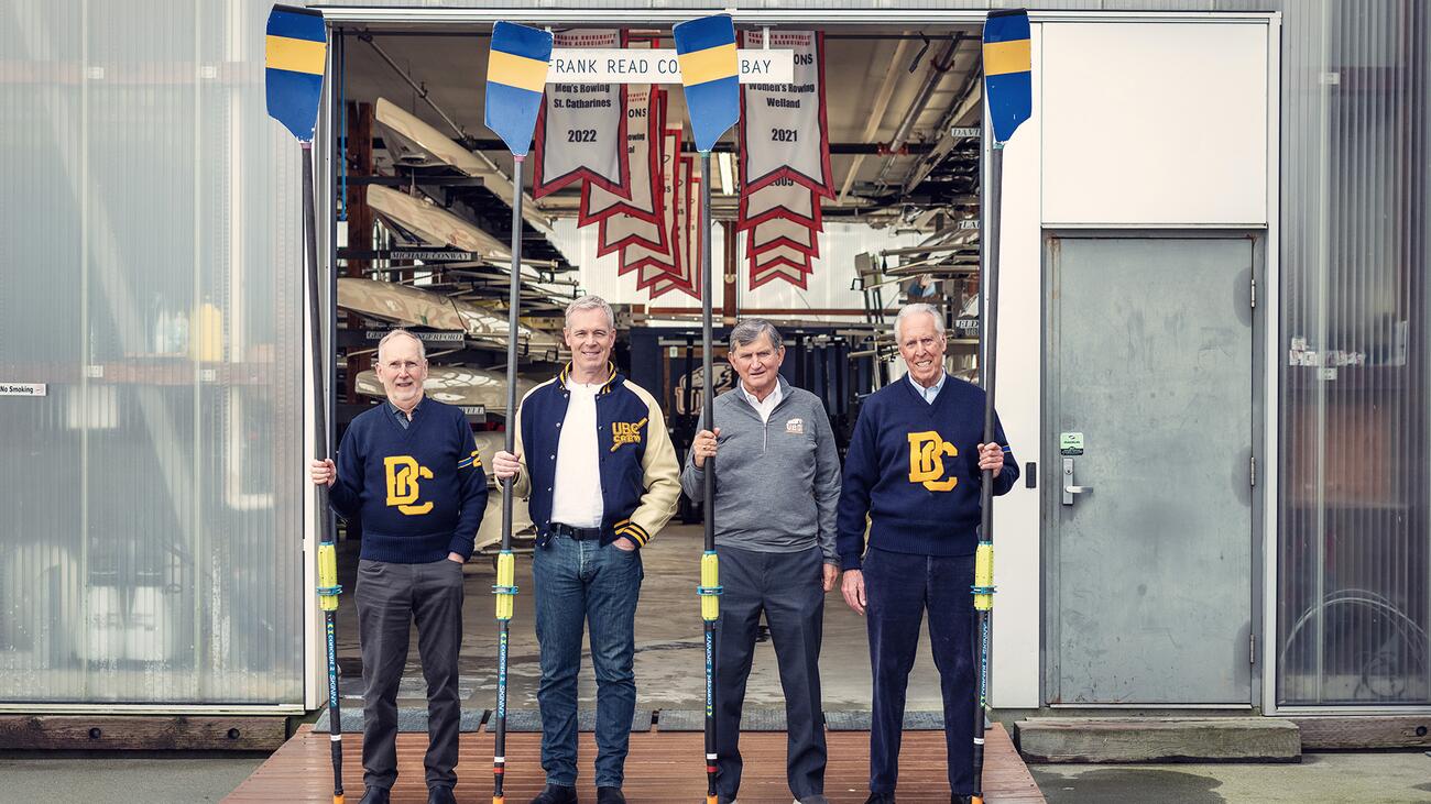 Four Gold for Life members — Ken Teskey, Peter Jackson, Martin Gifford and Warren Beach — standing in a row