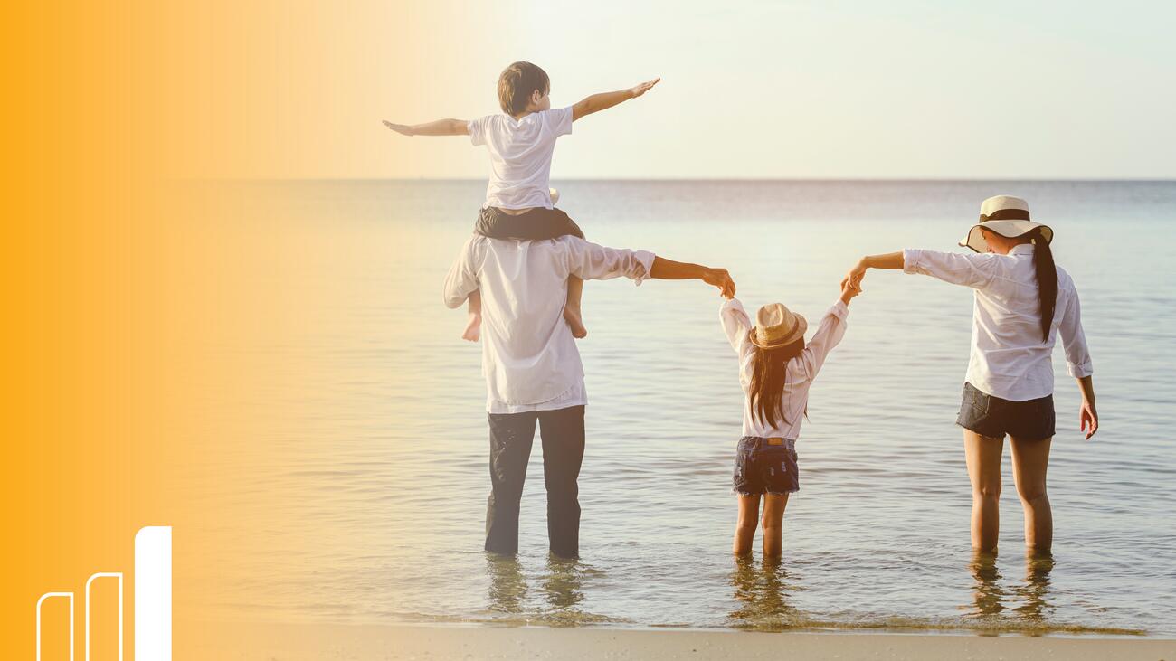 A family having fun at the beach