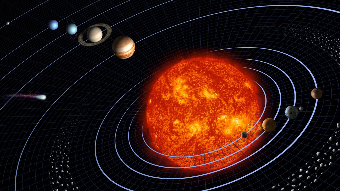 An illustrated diagram of the solar system