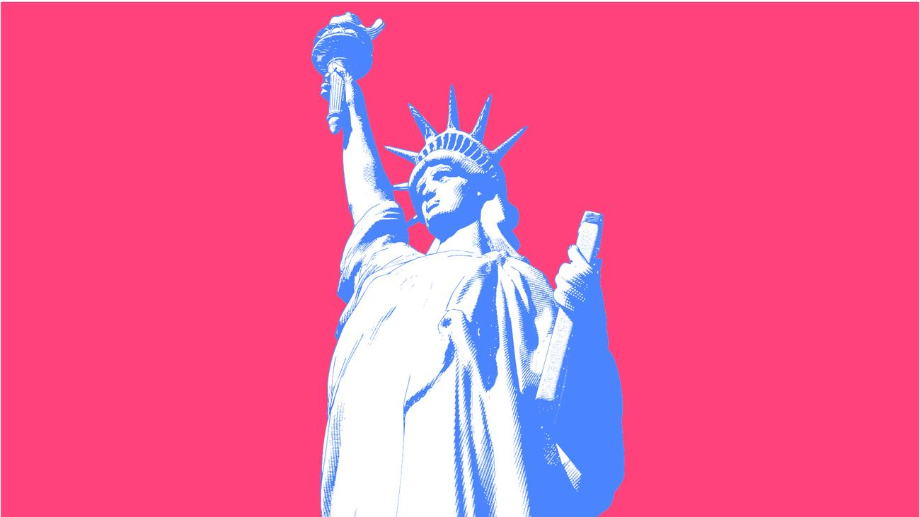 Pop art illustration of the Statue of Liberty