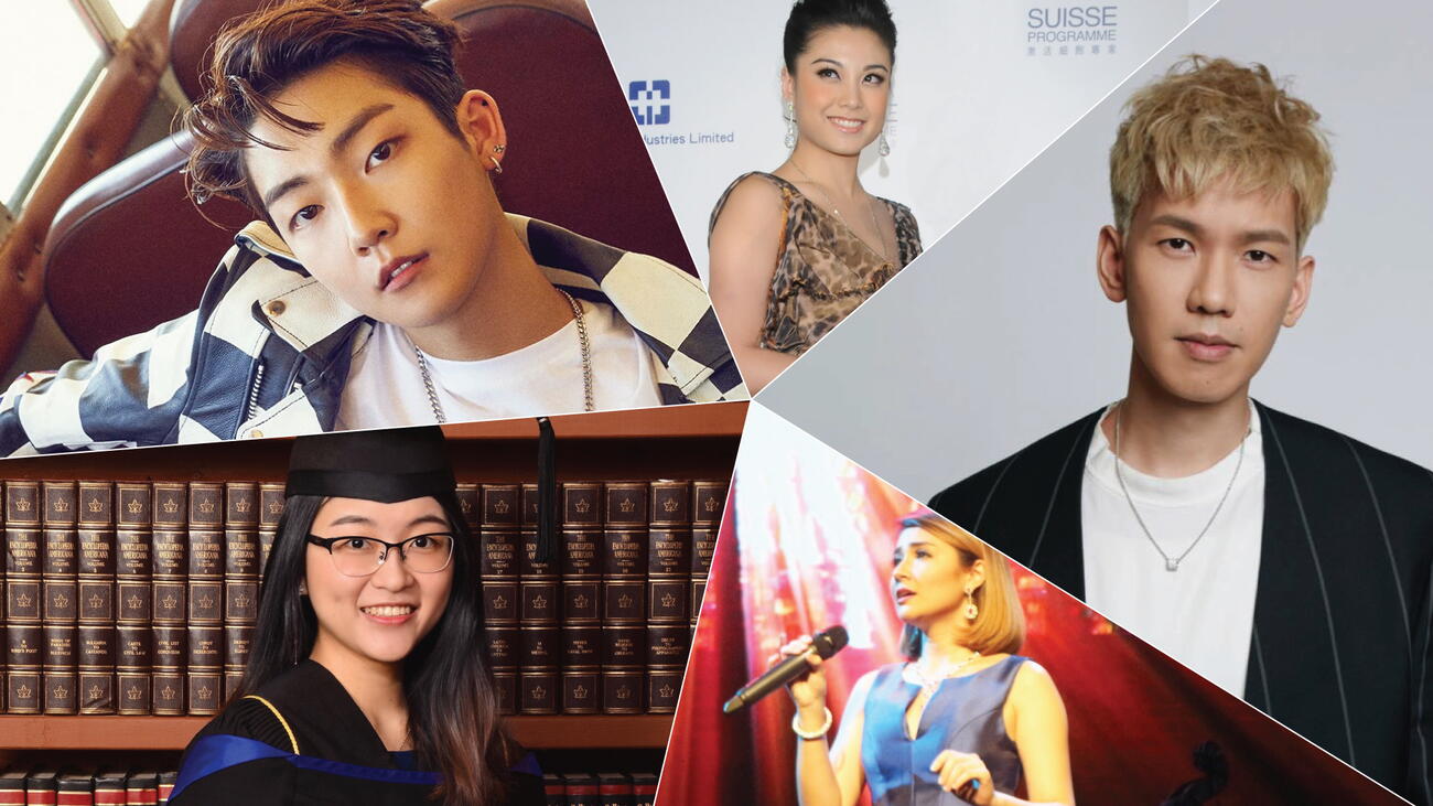 Composite image showing 5 UBC alumni turned Asian pop musicians