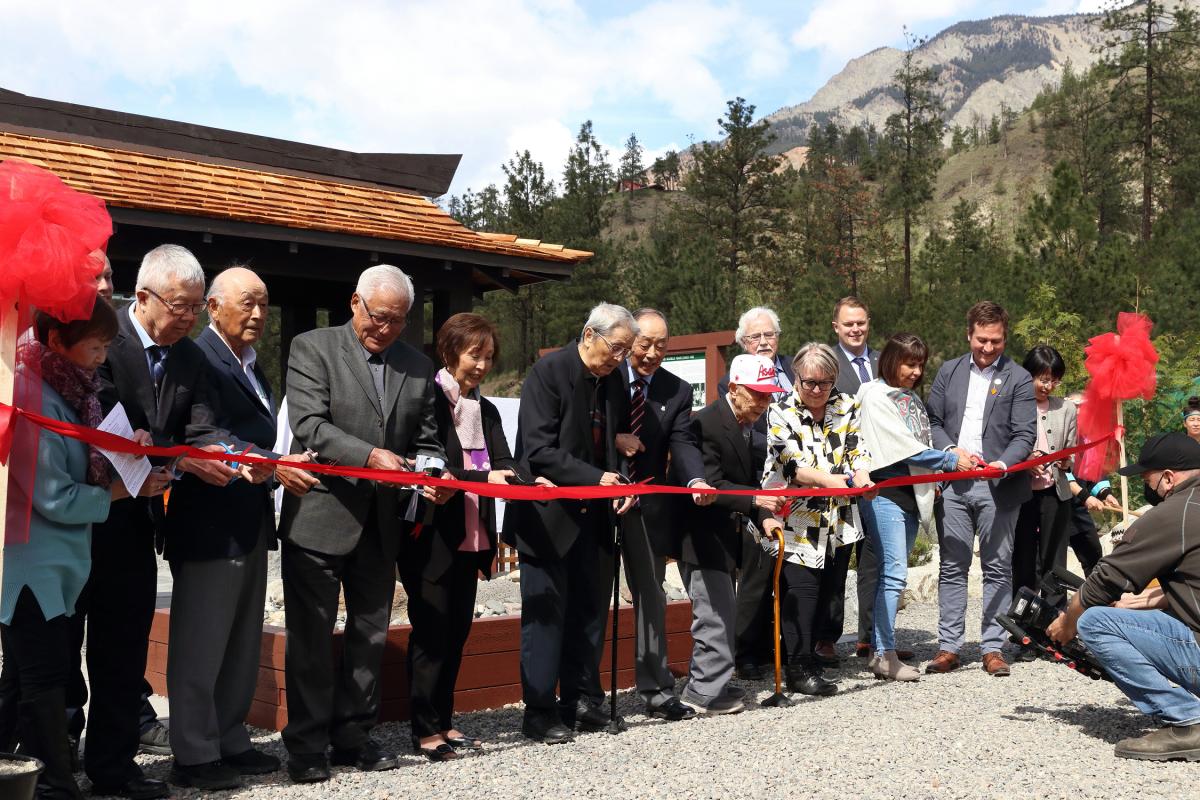 Group participate in ribbon cutting at East Lillooet Memorial Garden