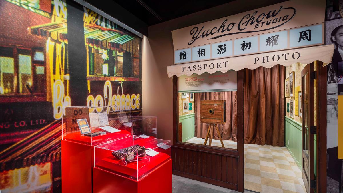 Interior shot of the Chinatown Storytelling Centre showing the front of the re-created Yucho Chow studio