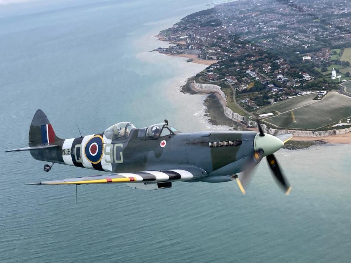 Spitfire plane in flight 
