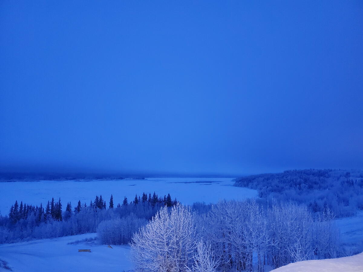 A winter evening view of Fort Smith from Marine Drive