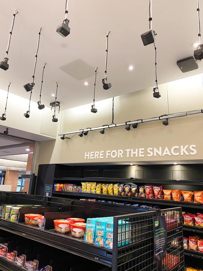 Products on shelves at convenience store