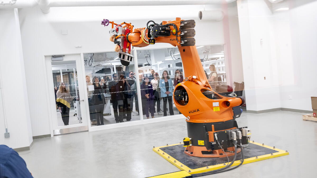 A giant robotic arm is helping researchers understand the mechanics of injury in high-impact events like car crashes. 