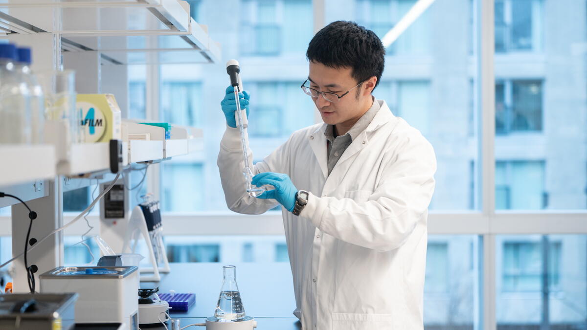 A UBC student takes advantage of state-of-the-art lab space.