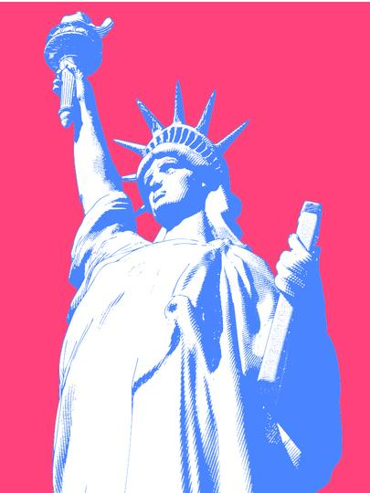 Pop art illustration of the Statue of Liberty