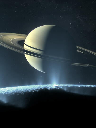 View of Saturn from one of its moons