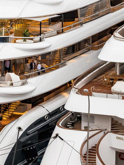 Two luxury yachts next to each other